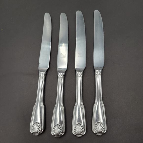 TOWLE Stainless Dinner Knife London Shell Flatware GERMANY Set 4 Pcs Vtg - Picture 7 of 7